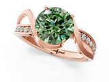 Rose gold Fancy Green Round  Solitaire Twisted Band with Prong Setting_4