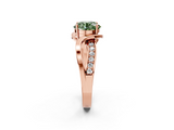Rose gold Fancy Green Round  Solitaire Twisted Band with Prong Setting_5