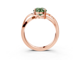 Rose gold Fancy Green Round  Solitaire Twisted Band with Prong Setting_6