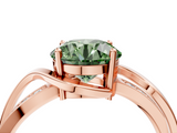 Rose gold Fancy Green Round  Solitaire Twisted Band with Prong Setting_7