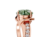 Rose gold Fancy Green Round  Solitaire Twisted Band with Prong Setting_8