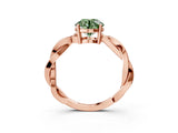 Rose gold Fancy Green Round  Solitaire Twisted Pave Diamond Ring with Four-Prong Setting_105