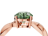 Rose gold Fancy Green Round  Solitaire Twisted Pave Diamond Ring with Four-Prong Setting_106