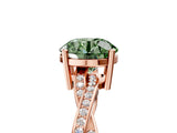 Rose gold Fancy Green Round  Solitaire Twisted Pave Diamond Ring with Four-Prong Setting_107