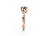 Rose gold Fancy Green Round  Solitaire Twisted Pave Diamond Ring with Four-Prong Setting_14
