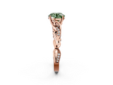 Rose gold Fancy Green Round  Solitaire Vine Band with Milgrain Prong Setting_5