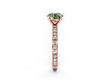 Rose gold Fancy Green Round  Solitaire with Pavé Band and Four-Prong Setting_298