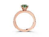 Rose gold Fancy Green Round  Solitaire with Pavé Band and Four-Prong Setting_299