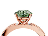 Rose gold Fancy Green Round  Solitaire with Pavé Band and Four-Prong Setting_300