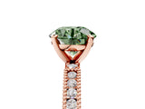 Rose gold Fancy Green Round  Solitaire with Pavé Band and Four-Prong Setting_301