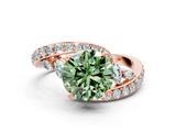 Rose gold Fancy Green Round  Solitaire with Pavé Twist Band and Four-Prong Setting_40