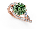 Rose gold Fancy Green Round  Solitaire with Pavé Twist Band and Four-Prong Setting_41