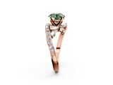Rose gold Fancy Green Round  Solitaire with Pavé Twist Band and Four-Prong Setting_42
