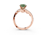 Rose gold Fancy Green Round  Solitaire with Pavé Twist Band and Four-Prong Setting_43