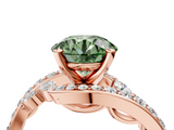 Rose gold Fancy Green Round  Solitaire with Pavé Twist Band and Four-Prong Setting_44