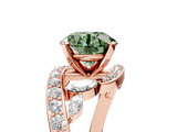 Rose gold Fancy Green Round  Solitaire with Pavé Twist Band and Four-Prong Setting_45