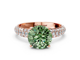Rose gold Fancy Green Round  Solitaire with Pave Band and Four-Prong Setting_3