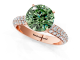 Rose gold Fancy Green Round  Solitaire with Pave Band and Four-Prong Setting_4