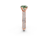 Rose gold Fancy Green Round  Solitaire with Pave Band and Four-Prong Setting_5