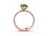 Rose gold Fancy Green Round  Solitaire with Pave Band and Four-Prong Setting_6