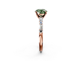 Rose gold Fancy Green Round  Solitaire with Side Baguettes and Channel Set Band_47