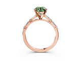 Rose gold Fancy Green Round  Solitaire with Side Baguettes and Channel Set Band_48