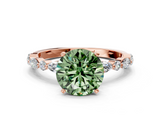 Rose gold Fancy Green Round  Solitaire with Side Stones on a Pavé Band and Four-Prong Setting_23