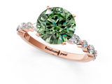 Rose gold Fancy Green Round  Solitaire with Side Stones on a Pavé Band and Four-Prong Setting_24