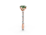 Rose gold Fancy Green Round  Solitaire with Side Stones on a Pavé Band and Four-Prong Setting_25