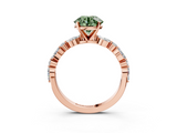 Rose gold Fancy Green Round  Solitaire with Side Stones on a Pavé Band and Four-Prong Setting_26