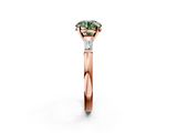 Rose gold Fancy Green Round  Solitaire with Tapered Baguette Side Stones on a Classic Band with Four-Prong Setting_58