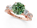 Rose gold Fancy Green Round  Three-Stone Diamond Ring with Pavé Split Shank and Four-Prong Setting_63