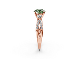 Rose gold Fancy Green Round  Three-Stone Diamond Ring with Pavé Split Shank and Four-Prong Setting_64
