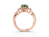 Rose gold Fancy Green Round  Three-Stone Diamond Ring with Pavé Split Shank and Four-Prong Setting_65