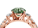 Rose gold Fancy Green Round  Three-Stone Diamond Ring with Pavé Split Shank and Four-Prong Setting_66