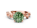 Rose gold Fancy Green Round cut Solitaire Twisted Band Prong Setting Ring_204