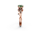 Rose gold Fancy Green Round cut Solitaire Twisted Band Prong Setting Ring_206