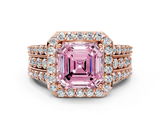 Rose gold Fancy Pink Asscher -Cut Halo Diamond Ring with Split Shank and Four-Prong Setting_51