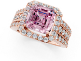 Rose gold Fancy Pink Asscher -Cut Halo Diamond Ring with Split Shank and Four-Prong Setting_52