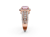Rose gold Fancy Pink Asscher -Cut Halo Diamond Ring with Split Shank and Four-Prong Setting_53