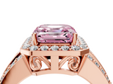 Rose gold Fancy Pink Asscher -Cut Halo Diamond Ring with Split Shank and Four-Prong Setting_55