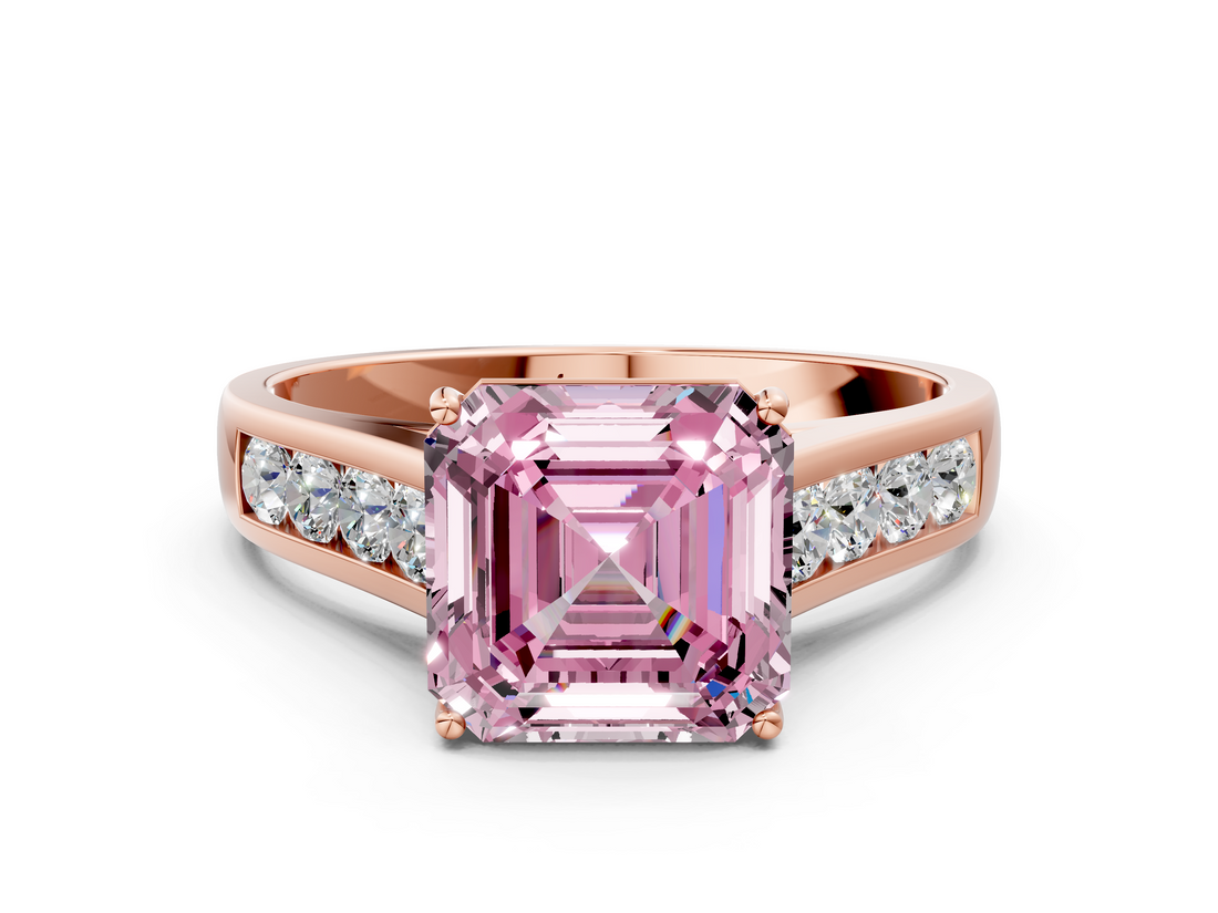 Rose gold Fancy Pink Asscher  Brilliant Channel-Set Solitaire Ring with Four-Prong Setting_54