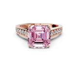 Rose gold Fancy Pink Asscher  Brilliant Cut Diamond Engagement Ring with Pavé Band and Four-Prong Setting_62