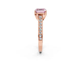 Rose gold Fancy Pink Asscher  Brilliant Cut Diamond Engagement Ring with Pavé Band and Four-Prong Setting_64
