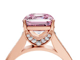 Rose gold Fancy Pink Asscher  Brilliant Cut Diamond Engagement Ring with Pavé Band and Four-Prong Setting_66
