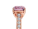 Rose gold Fancy Pink Asscher  Brilliant Cut Diamond Engagement Ring with Pavé Band and Four-Prong Setting_67