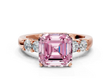 Rose gold Fancy Pink Asscher  Brilliant Cut Diamond Five-Stone Prong Set Engagement Ring with Channel Band_17