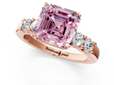 Rose gold Fancy Pink Asscher  Brilliant Cut Diamond Five-Stone Prong Set Engagement Ring with Channel Band_18