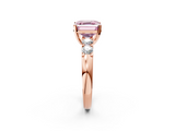 Rose gold Fancy Pink Asscher  Brilliant Cut Diamond Five-Stone Prong Set Engagement Ring with Channel Band_19