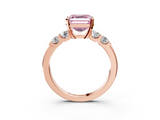 Rose gold Fancy Pink Asscher  Brilliant Cut Diamond Five-Stone Prong Set Engagement Ring with Channel Band_20